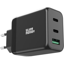 SILVER MONKEY GaN 65W stenski polnilec 2x USB-C PD 1x USB-A QC 3.0 črn, (21580882) Cene