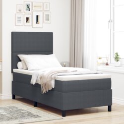 Boks opružni krevet s madracem &amp LED tamno siva 80x200 cm Kordura Cene