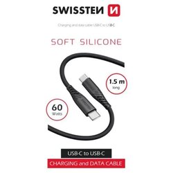 Swissten kabel USB-C/USB-C, SOFT SILICONE, 3A, 60W, 1.5m, crni Cene