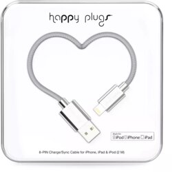 Happy Plugs Lightning kabel 2.0m, Silver Cene