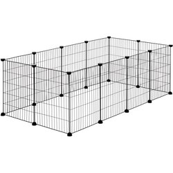 springos Prostor za gibanje, telovadna kletka za živali 143x71x46 cm, prenosna ograja, domača hišica za psa in zajca, črna., (5000218148) Cene