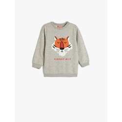 Koton Sweatshirt Lion Printed Long Sleeve Crew Neck Cene