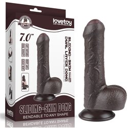 Lovetoy 2024 Sliding-Skin - slojeviti dildo s testisima - 18,3 cm (smeđa) Cene