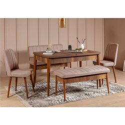 Hanah home trpezarijski set vina walnut stone Cene