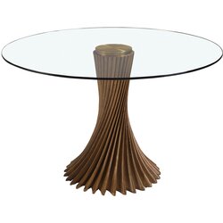 Angel Cerdá Jedilna miza okrogla kaljeno steklo in les v barvi oreha, (21250553) Cene