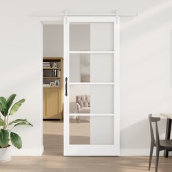 vidaXL drsna vrata s kompletom strojne opreme bela 93x232 cm trdi les bor Cene