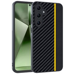 CARBON FIBER Texture maska za Samsung Galaxy S25 - Black Yellow Cene