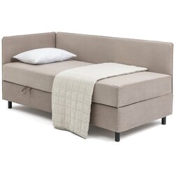Bonami Selection Smeđe-sivi tapecirani krevet s prostorom za odlaganje s madracem 120x200 cm Avela – Cene