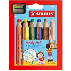 Stabilo drvene bojice woody sa rezačem 3u1/ set 1/6 Cene