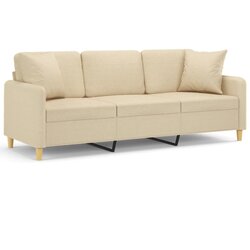 Maison Chic kavč - Sofa - Kanape trosed z blazinami krem 180 cm blago, (21727163) Cene