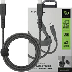 Energea PRETOČNI KABEL USB-C - USB-C 1.5M 240W 5A PD FAST CHARGE ČRN, (21980599) Cene