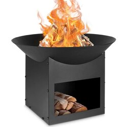 Ambiance 489147 vrtno ložišče Ø56 cm s prostorom za drva – črno Cene