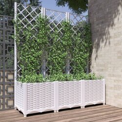 vidaXL Vrtna sadilica s rešetkom bijela 120 x 40 x 136 cm PP Cijene