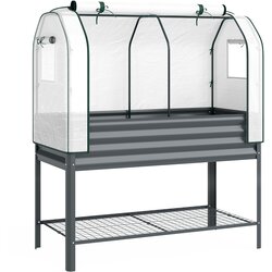 HOMESTAR Dvignjena vrtna greda z vrhnjim rastlinjakom 120x55x140 cm siva, (5000228377) Cene