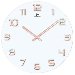 Lowell stenska ura 38 cm, 14897BR, okrogla, bela - rose gold, steklo, kovina Cene