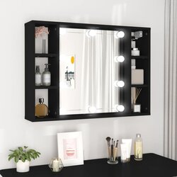 vidaXL Ormarić s ogledalom i LED svjetlima crni 76 x 15 x 55 cm Cijene