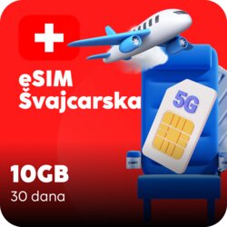 Ananas eSIM Švajcarska eSIM kartica - 10GB prepaid mobilnih podataka za 30 dana Cene