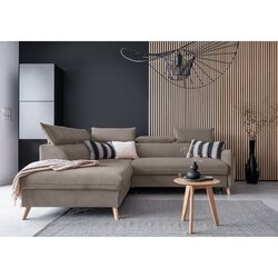 Miuform Svjetlo smeđa baršunasta sklopiva kutna garnitura (s lijevim kutom) Sweet Harmony – Cene