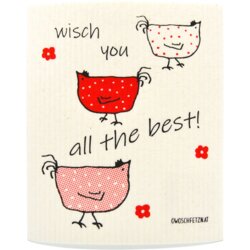OWOSCHFETZN Spužvasta krpa "Henne Berta - wisch you all the best" - crvena Cene