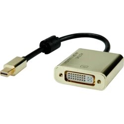 Roline Mini-DisplayPort / DVI adapterski kabel mini DisplayPort vtič, DVI-D 24+1-polna vtičnica 0.1 m črna/zlata 12.03.3176 4K UHD DisplayPort kabel, (20418273) Cene