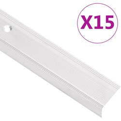 vidaXL Obrobe za stopnice L-oblike 15 kosov aluminij 100 cm srebrne Cene