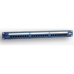 EMITER Net Panel 19, 24xRJ45 UTP cat.5e (1U) with shelf, blue (PoE) Cene