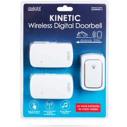 Delight dvojni električni brezžični zvonec kinetic s kinetično tipko z dosegom do 100m in 38 melodijami beli Cene