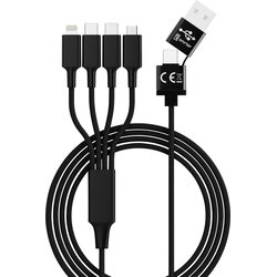 Smrter USB polnilni kabel USB-A vtič\, USB-C® vtič\, USB-C® vtič\, Apple Lightning vtič \, USB-mikro-B vtič 1.20 m črna _ELITE_C_BK, (20432720) Cene