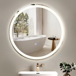 Nettlife Svetlobno ogledalo za kopalnico - Okroglo 60 cm LED, stensko, stikalo na dotik, proti megli, IP44, nastavljivo 3000K-6500K, (22149681) Cene