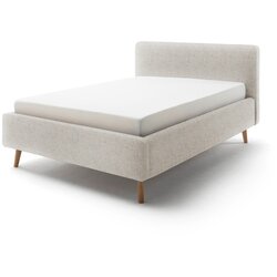 Meise Möbel Bež tapecirani bračni krevet s prostorom za pohranu s podnicom 140x200 cm Mattis – Cene