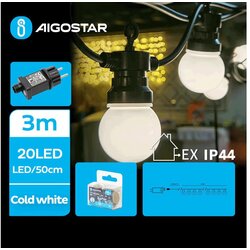 Aigostar LED spoljašnji dekorativni lanac 20xLED/3m IP44 hladno bela Cene