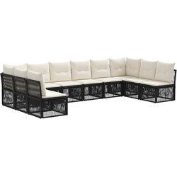 vidaXL Vrtna sedežna garnitura 10 pcs Črna poli ratan, (5000270305) Cene