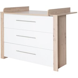 Roba Bela/v naravni barvi nizka otroška komoda v hrastovem dekorju s previjalnim pultom 112x98 cm – Cene