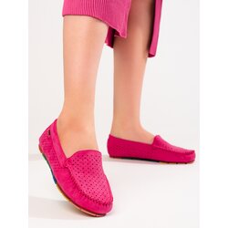 SHELOVET Comfortable suede moccasins pink Cene