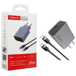 Tranyoo kućni punjač T-EU7C 20W pd sa usb-c na usb-c kablom Cene