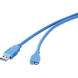 Renkforce USB 3.0 priključni kabel [1x USB 3.0 vtič A - 1x USB 3.0 vtič Micro B] 0.30 m modre barve\, pozlačeni vtični kontakti (20416223) Cene