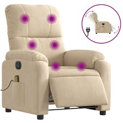 Maison Chic Električni masažni naslanjač - Relax naslanjač krem mikrovlakna, (22061674) Cene