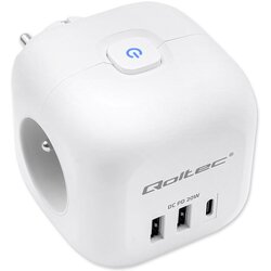 Qoltec EXTENSÃO ELÉTRICA PARA COMPUTADOR E CELULAR, COM 3 TOMADAS AC, 2 USB E 1 USB-C., (5000261676) Cene