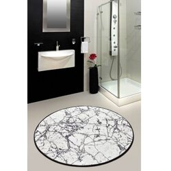 Chilai crno-bijela kupaonska prostirka Marble Circle, ø 100 cm Cene
