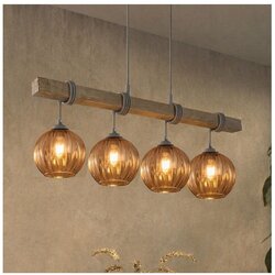 Brilagi Luster na sajli WOOD GLASS 4xE27/60W/230V borovina/siva/zadimljeno braon Cene