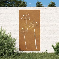 vidaXL Vrtni zidni ukras 105 x 55 cm čelik COR-TEN s cvjetnim uzorkom Cijene