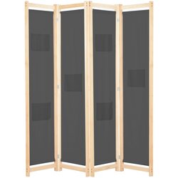 Sobna pregrada s 4 panela od tkanine 160 x 170 x 4 cm siva Cene