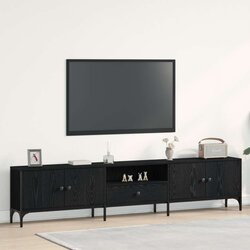 TV Kabal s Ladicom Crna Hrast 200x25x44 cm Konstruirano drvo Cijene
