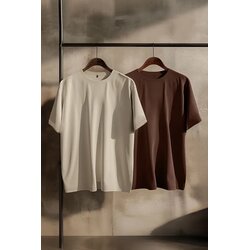 Trendyol Muški set majica TMNSS19BO0075, Sivo-braon Cene