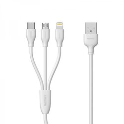 Remax podatkovni kabel 3 v 1 - lightning, micro usb, type c - bel Cene