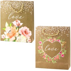 GIFT Bag Love Inscription Flowers Glitter 32 x 26 x 10 cm Cene