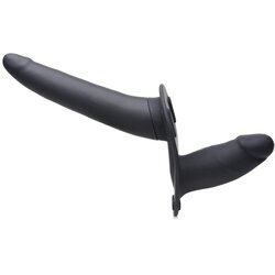 Strap U Power Pegger Double Strap-On Vibrator - Black Cene