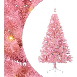 vidaXL Umjetno predsvijetljeno božićno drvce Ružičasta 150 cm PVC Cijene