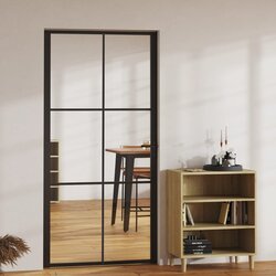 Furnova Notranja vrata ESG steklo in aluminij 102,5x201,5 cm črna, (21944538) Cene
