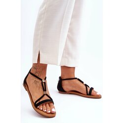 Kesi Women's Flat Zippered Sandals Black Jullie Cene